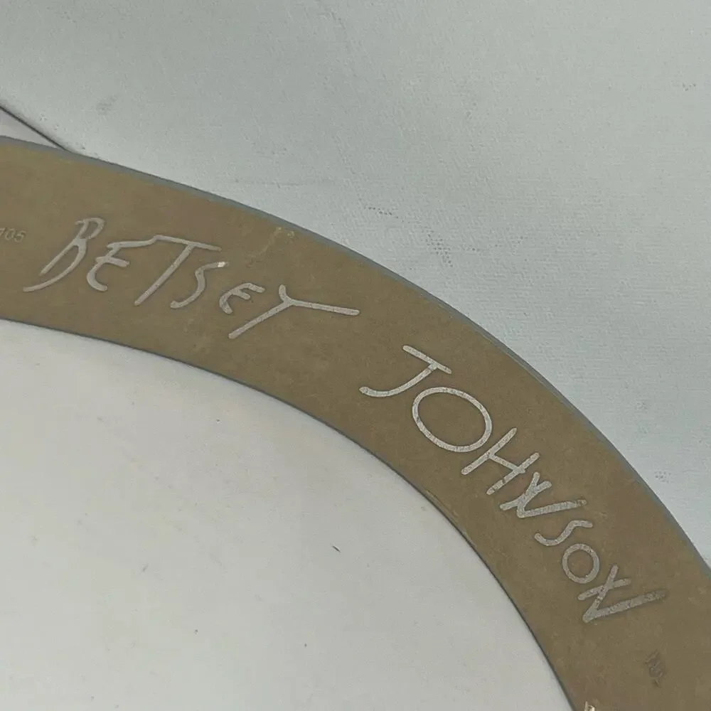 Betsey Johnson Silver Wide Leather Belt Size Medium Statement Reptile Embossed